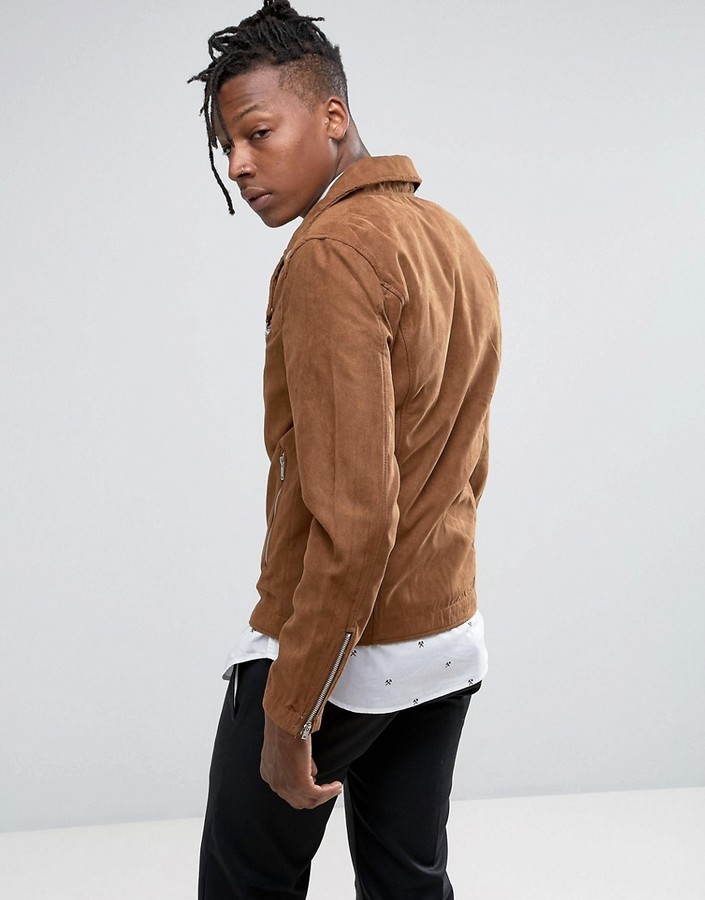 Pull&Bear Faux Suede Biker Jacket In Tan, $68 | Asos | Lookastic