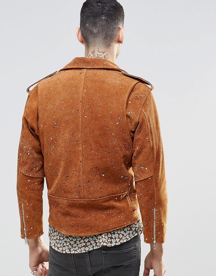 Reclaimed Vintage Suede Biker Jacket In Paint Splatter, $300 | Asos ...