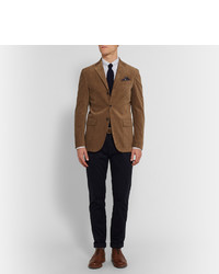 Polo Ralph Lauren Tan Harvard Slim Fit Suede Panelled Corduroy Blazer, $795  | MR PORTER | Lookastic