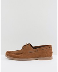 Asos Boat Shoes In Tan Suede With Gum Sole