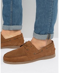Asos Boat Shoes In Tan Suede With Gum Sole