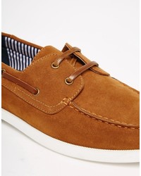 Asos Brand Boat Shoes In Tan Faux Suede