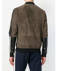 Low Brand Panelled Leather Bomber Jacket