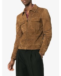 Saint Laurent Stitch Detail Suede Leather Jacket