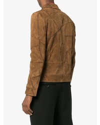 Saint Laurent Stitch Detail Suede Leather Jacket