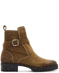 DSQUARED2 Brown Suede Buckle Boots