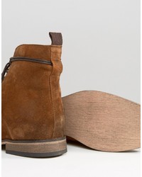 Asos Lace Up Boots In Tan Suede With Natural Sole