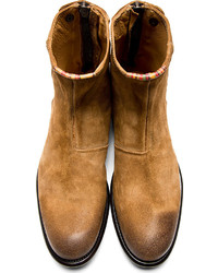 Paul Smith Ps By Brown Suede Claude Mid Zip Boots