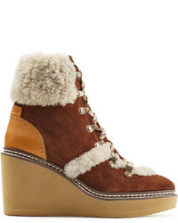 See by Chloe See By Chlo Suede Wedge Boots With Shearling