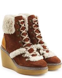 See by Chloe See By Chlo Suede Wedge Boots With Shearling