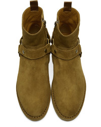 Saint Laurent Tan Suede Nevada Harness Boots