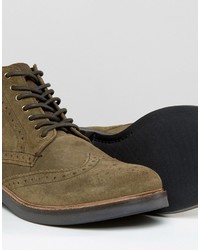 Frank Wright Suede Brogue Boots In Taupe
