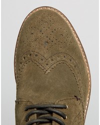 Frank Wright Suede Brogue Boots In Taupe