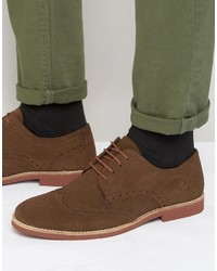 Red Tape Brogues In Brown Suede
