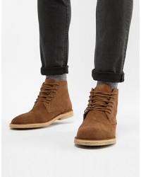 ASOS DESIGN Desert Boots In Tan Suede With Leather Detail