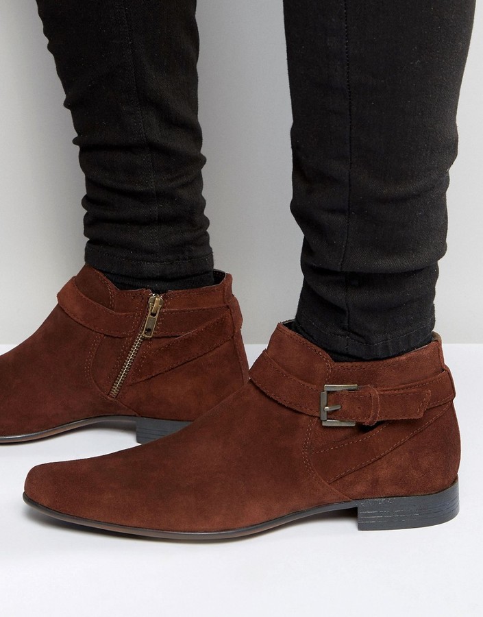 Asos Chelsea Boots In Brown Suede With 