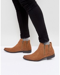 ASOS DESIGN Asos Chelsea Boots With Zip Detail In Tan Faux Suede