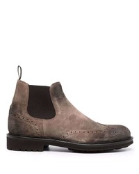 Doucal's Brogue Detail Suede Ankle Boots