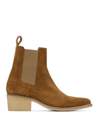 Amiri Brown Suede Pointy Toe Chelsea Boots