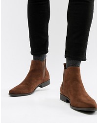 ASOS DESIGN Chelsea Boots In Brown Faux Suede
