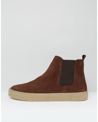 Asos Chelsea Boots In Brown Suede