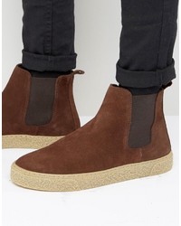 Asos Chelsea Boots In Brown Suede