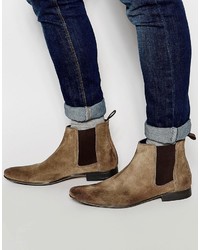 Frank Wright Chelsea Boots In Taupe Suede