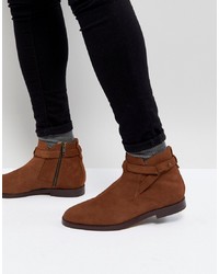H By Hudson Cutler Suede Chelsea Boots In Tan