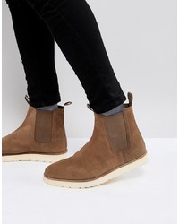 Stradivarius Suede Boot With Contrast Chunky Sole In Tan