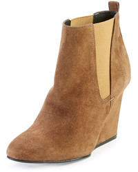 Lanvin Suede Wedge Chelsea Boot Dark Beige