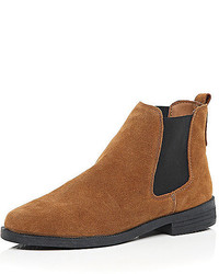 River Island Tan Brown Suede Chelsea Boots