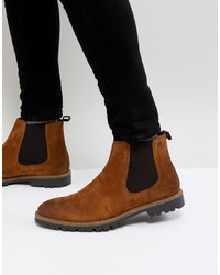 Base London Turret Suede Chelsea Boots In Tan
