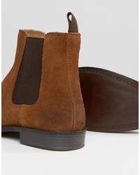 Asos Wide Fit Chelsea Boots In Tan Suede