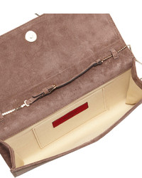 Valentino Embellished Suede Large Clutch Bag Light Brown