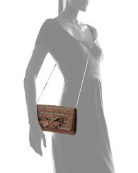 Valentino Embellished Suede Large Clutch Bag Light Brown