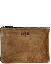 Suede Boho Zip Pouch Brown