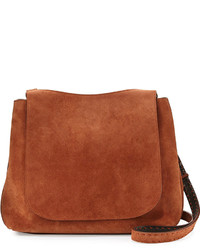 The Row Sideby Suede Satchel Bag Brown