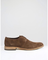 Asos Brand Derby Shoes In Brown Suede With Natural Sole