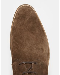 Asos Brand Derby Shoes In Brown Suede With Natural Sole