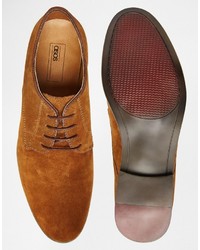 Asos Brand Derby Shoes In Tan Suede