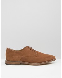 Asos Derby Shoes In Tan Suede With Natural Sole