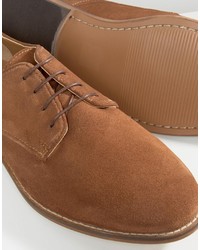 Asos Derby Shoes In Tan Suede With Natural Sole