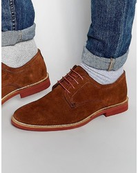 Red Tape Derby Shoes In Brown Suede