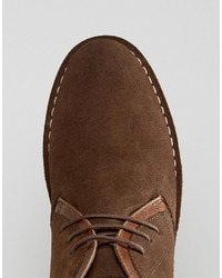 Asos Desert Boots In Brown Suede With Leather Detailing