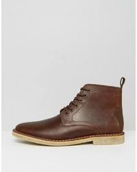 Asos Desert Boots In Tan Leather With Suede Detail
