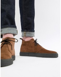 Fred Perry Hawley Mid Suede Boots In Brown