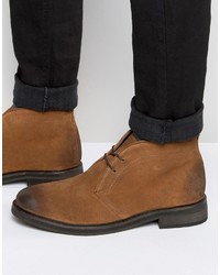 Asos Lace Up Chukka Boots In Burnished Tan Suede
