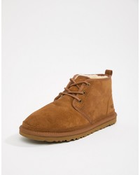 UGG Neumel Lace Up Short Boots In Brown Suede