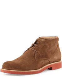 Tod's Rubber Sole Suede Chukka Boot Light Brown