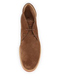Tod's Rubber Sole Suede Chukka Boot Light Brown